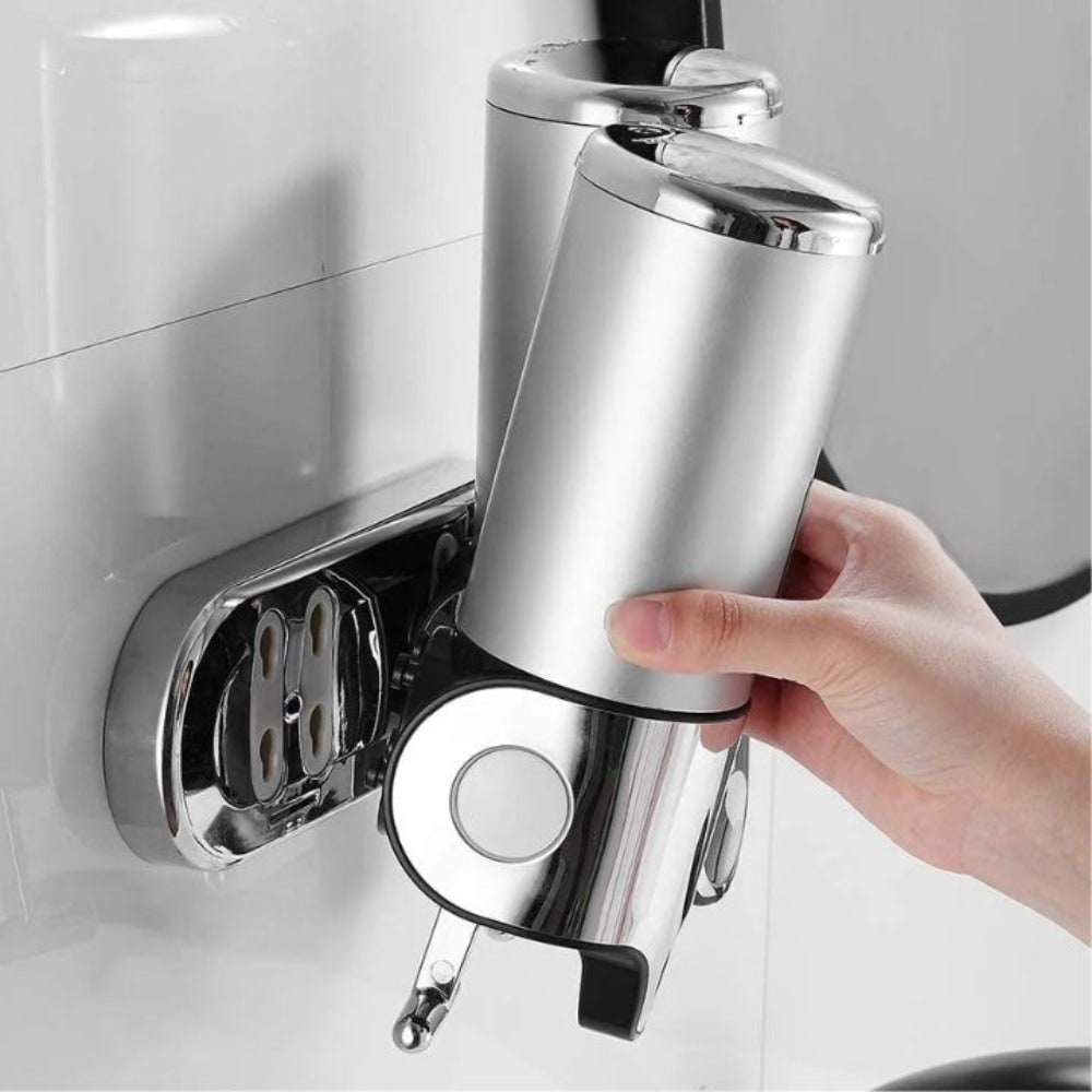 Wall-Mounted Shower Soap Dispenser with Manual T-Bar Lever and Detachable Chambers - Image 3