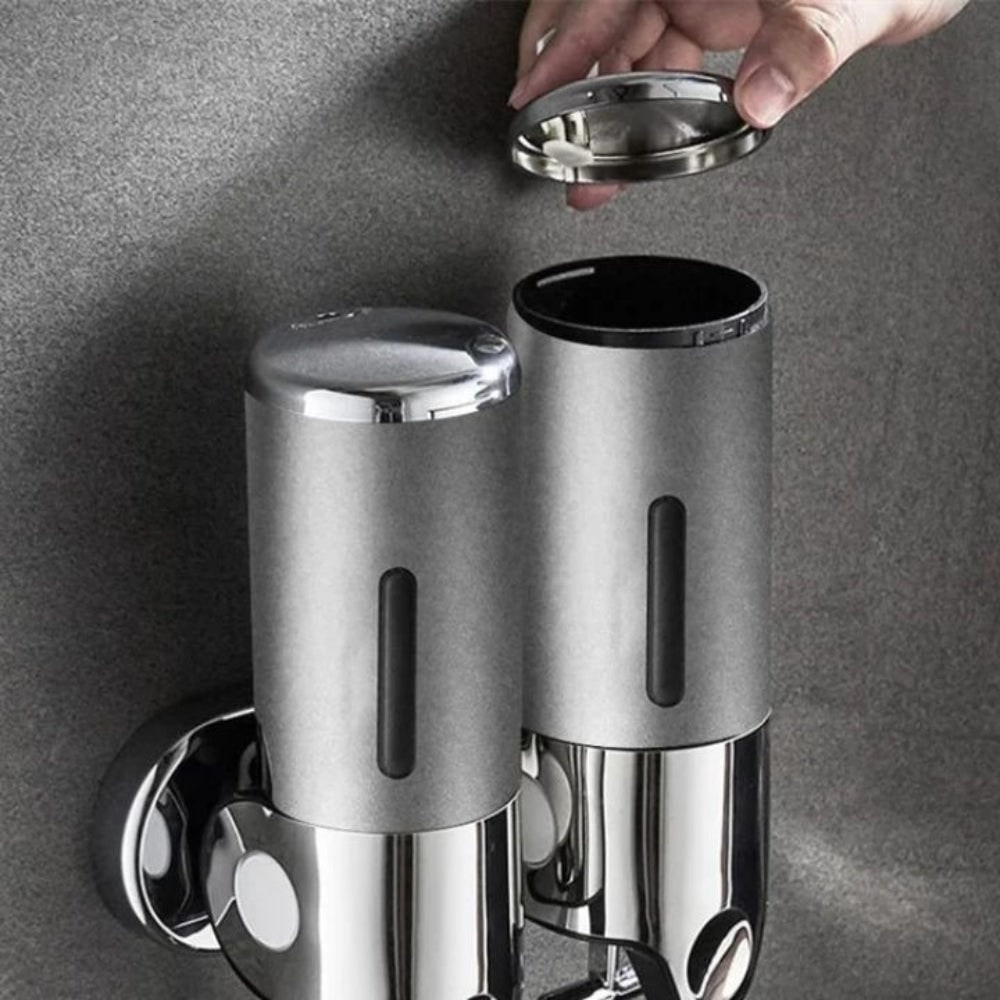 Wall-Mounted Shower Soap Dispenser with Manual T-Bar Lever and Detachable Chambers - Image 6