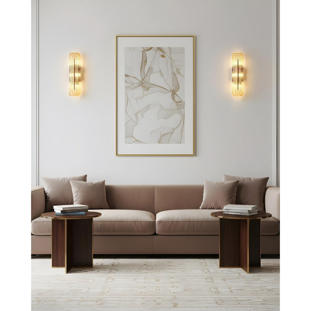 Wall Sconce Lighting with Brass Mount and Ribbed Glass Shade - Image 11