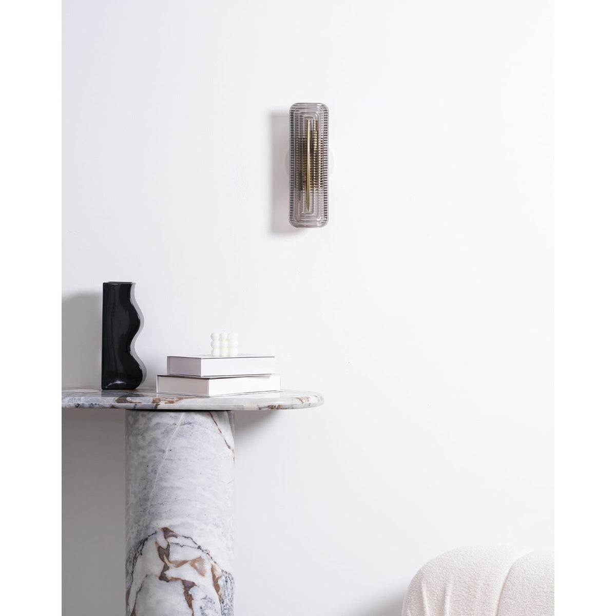 Wall Sconce Lighting with Brass Mount and Ribbed Glass Shade - Image 18