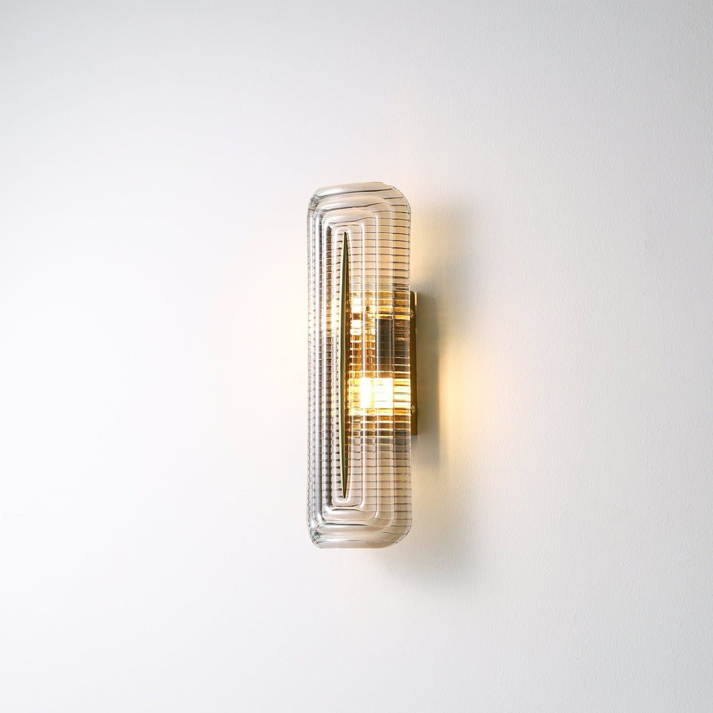 Wall Sconce Lighting with Brass Mount and Ribbed Glass Shade - Image 19
