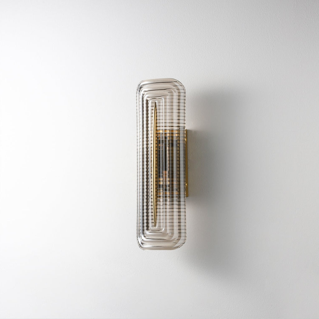 Wall Sconce Lighting with Brass Mount and Ribbed Glass Shade - Image 20