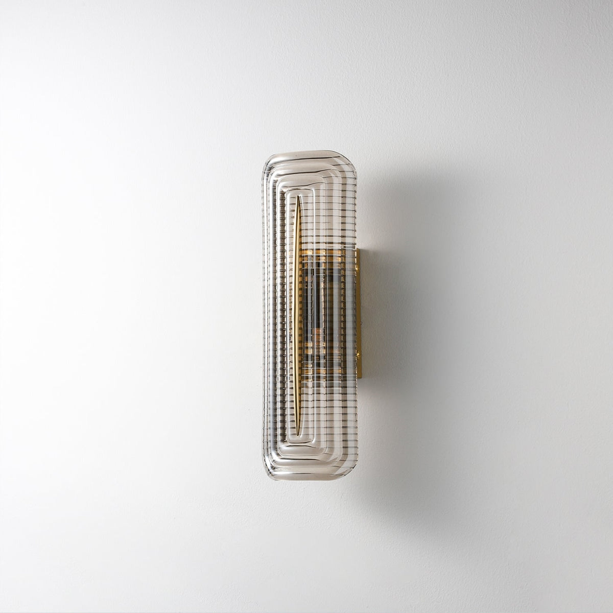 Wall Sconce Lighting with Brass Mount and Ribbed Glass Shade - Image 20