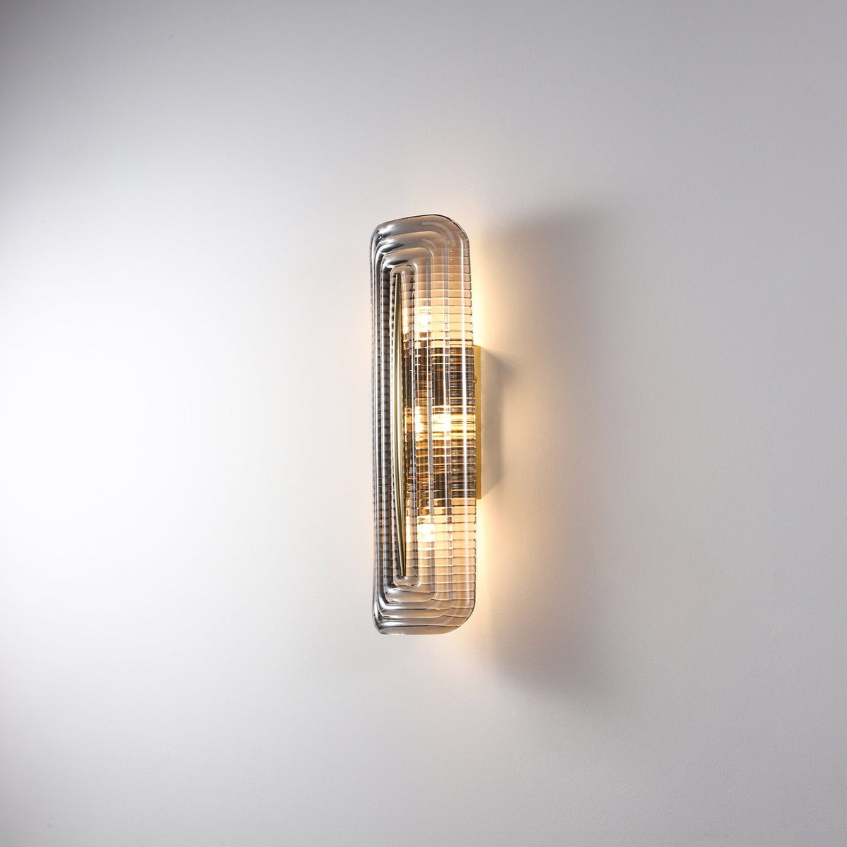 Wall Sconce Lighting with Brass Mount and Ribbed Glass Shade - Image 24