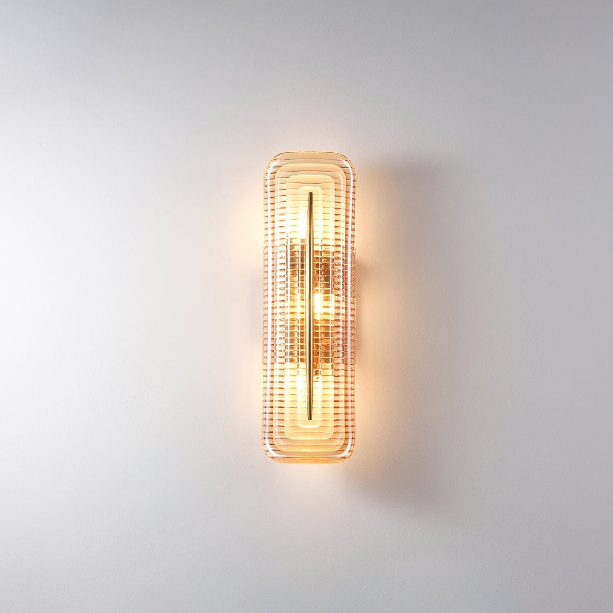 Wall Sconce Lighting with Brass Mount and Ribbed Glass Shade - Image 26