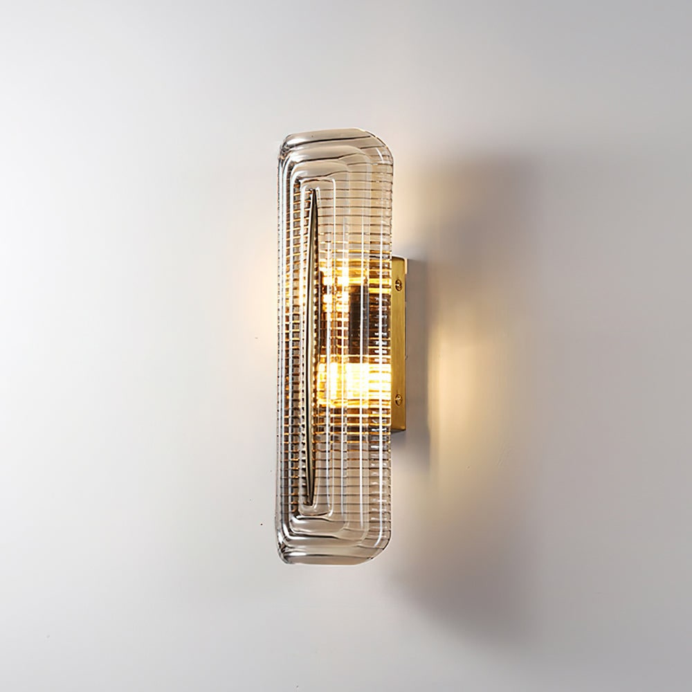 Wall Sconce Lighting with Brass Mount and Ribbed Glass Shade - Image 28