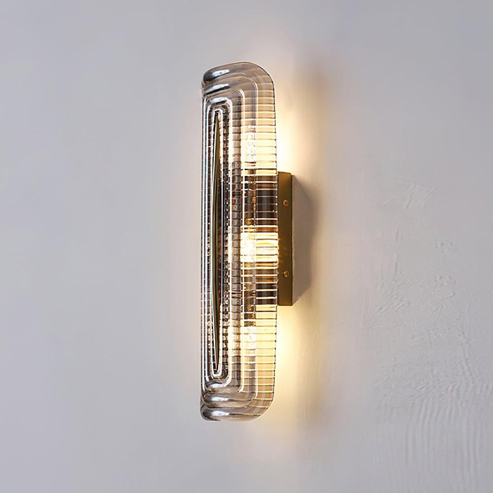 Wall Sconce Lighting with Brass Mount and Ribbed Glass Shade - Image 29