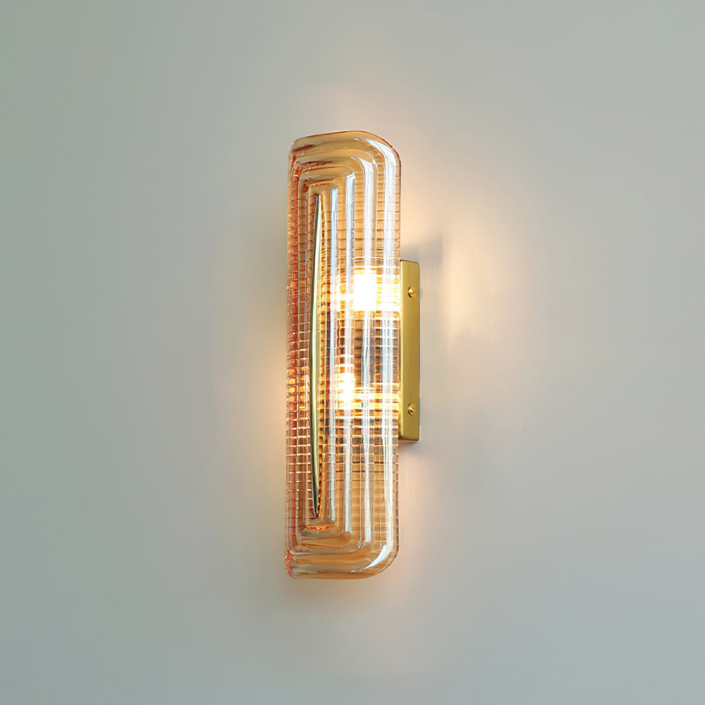 Wall Sconce Lighting with Brass Mount and Ribbed Glass Shade - Image 30