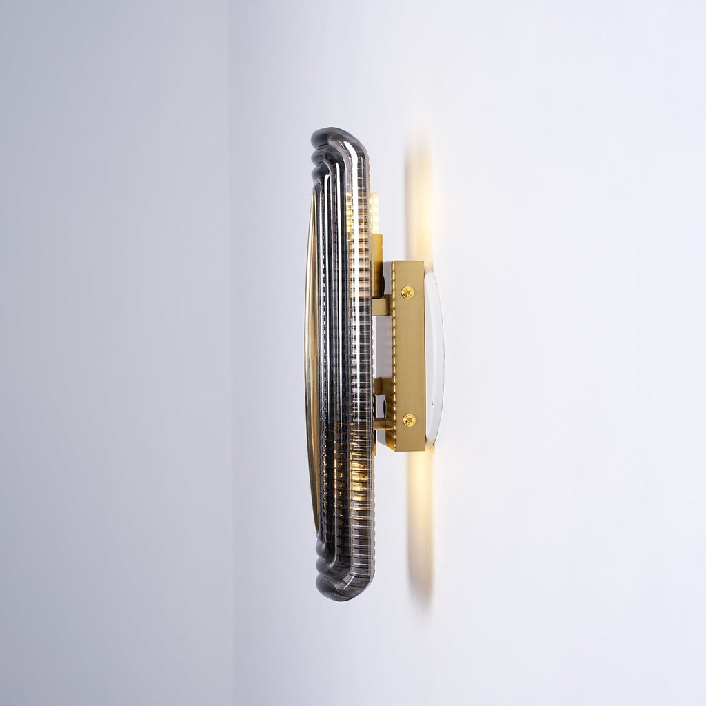 Wall Sconce Lighting with Brass Mount and Ribbed Glass Shade - Image 35