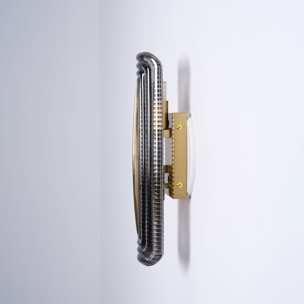 Wall Sconce Lighting with Brass Mount and Ribbed Glass Shade - Image 36