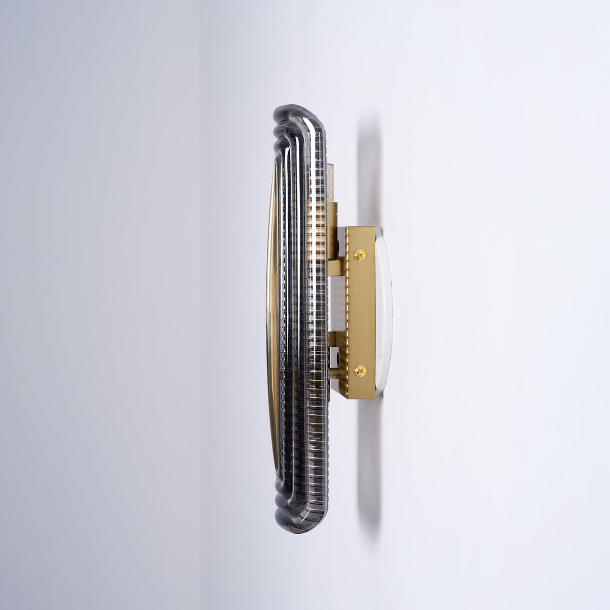 Wall Sconce Lighting with Brass Mount and Ribbed Glass Shade - Image 36