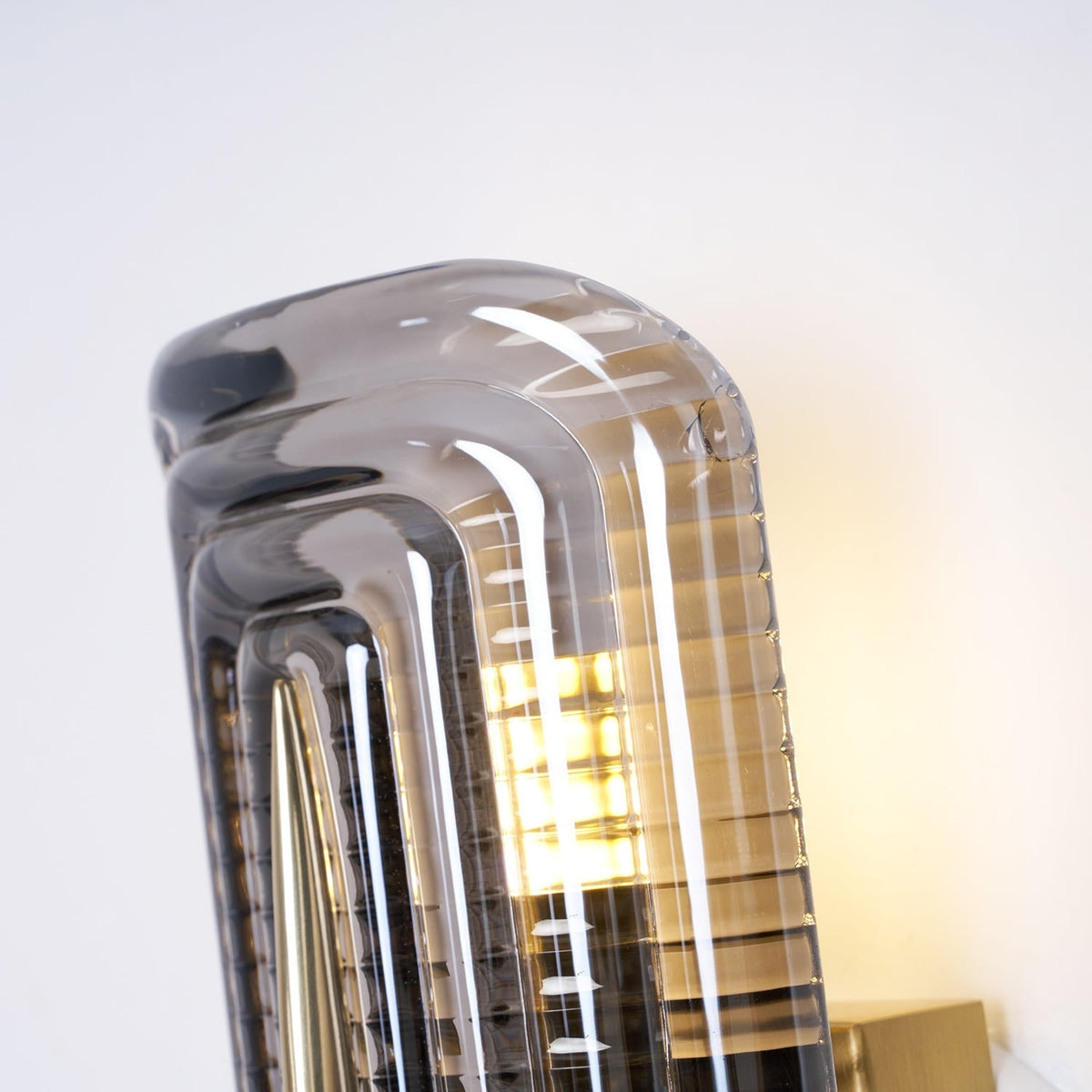 Wall Sconce Lighting with Brass Mount and Ribbed Glass Shade - Image 37