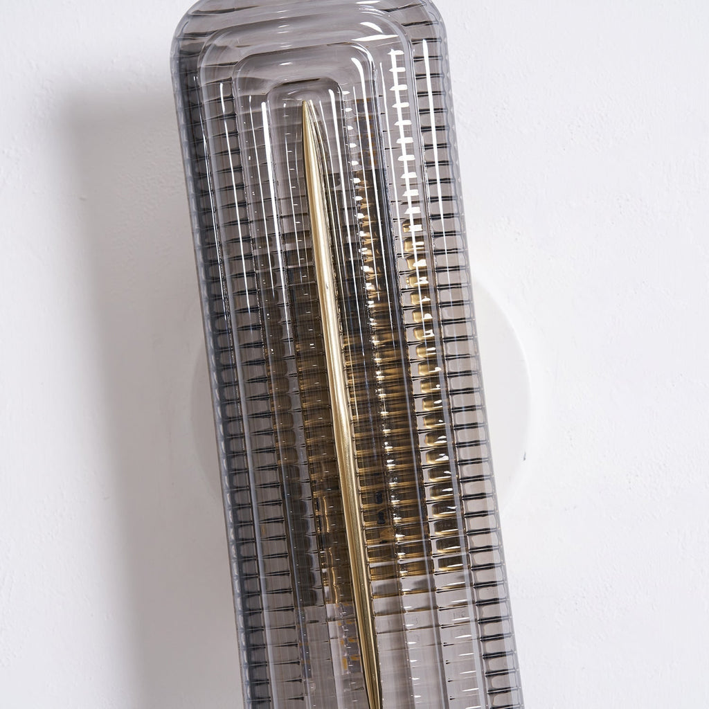 Wall Sconce Lighting with Brass Mount and Ribbed Glass Shade - Image 38