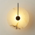 Wall Sconce Lighting with Marble Disc Shade and Curved Metal Arm - Image 5