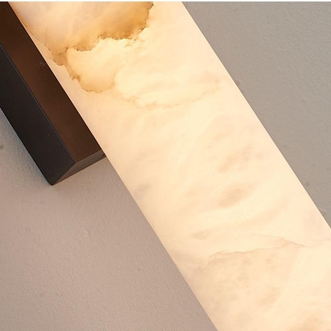 Wall Sconce Lighting with Marbled Cylindrical Shade and Brass Flush Mount - Image 11