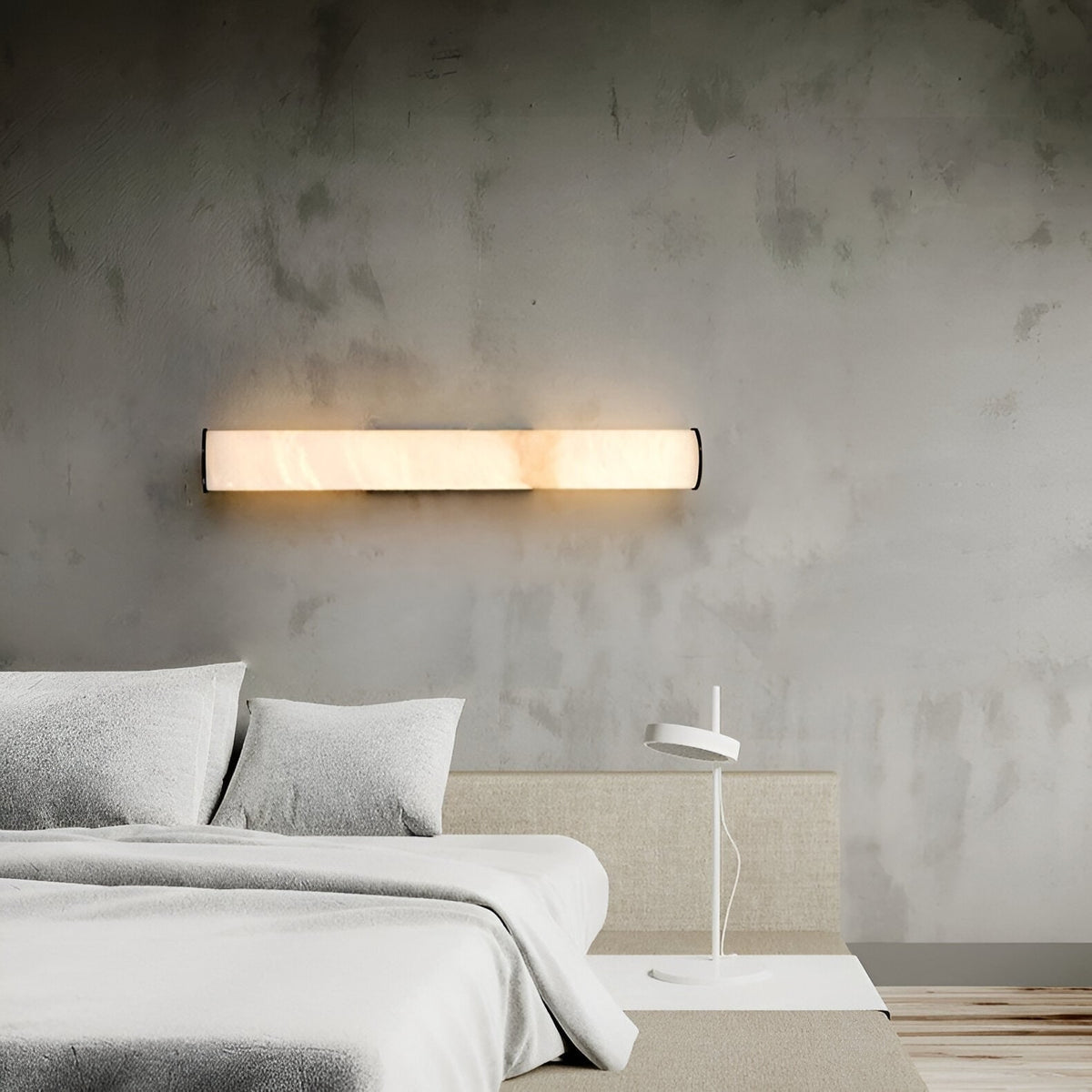 Wall Sconce Lighting with Marbled Cylindrical Shade and Brass Flush Mount - Image 13