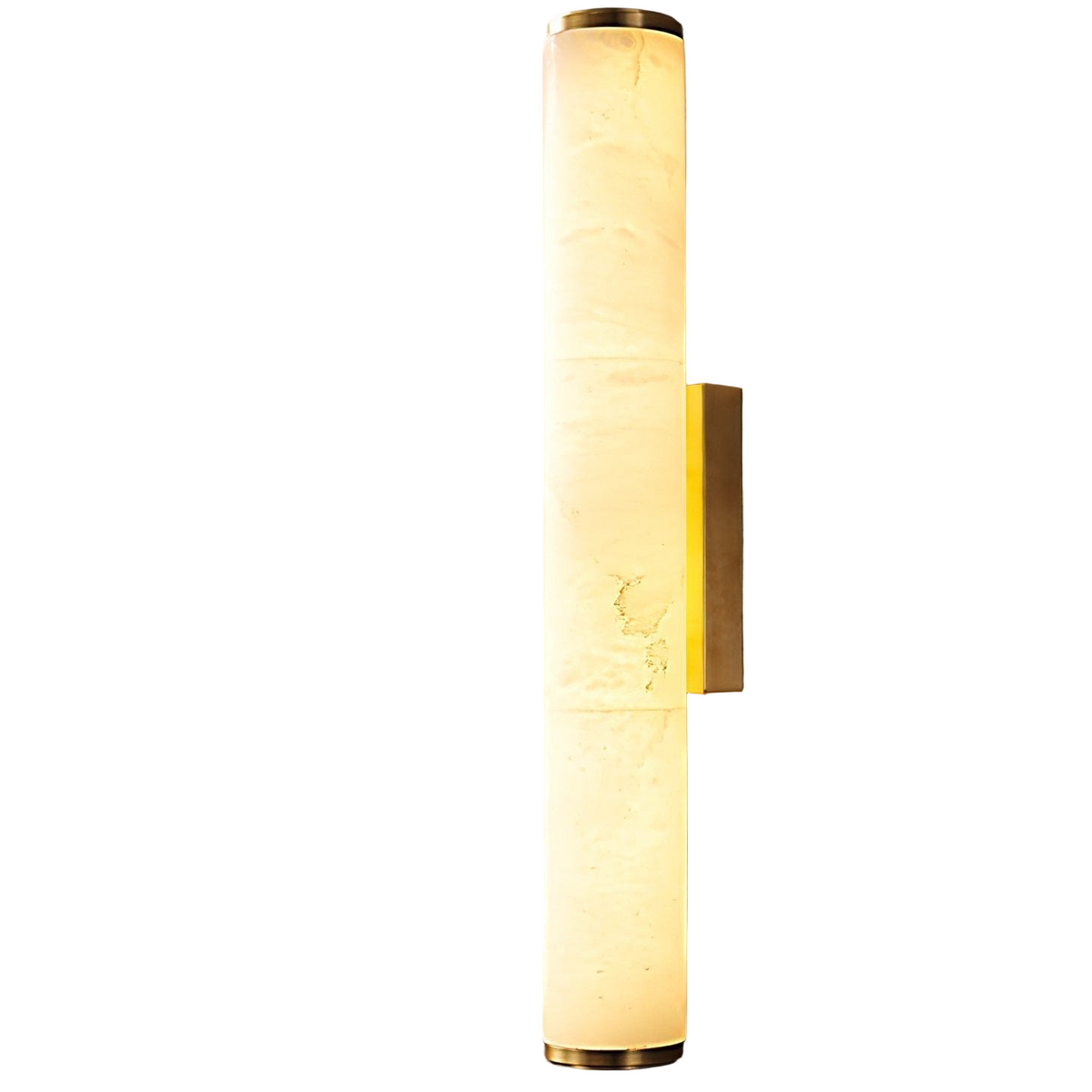 Wall Sconce Lighting with Marbled Cylindrical Shade and Brass Flush Mount - Image 15