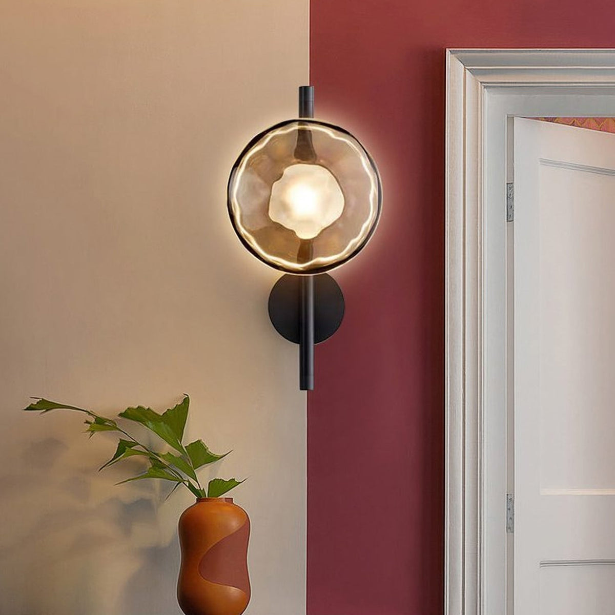 Wall Sconce Lighting with Textured Ripple Glass and Contemporary Design - Image 2
