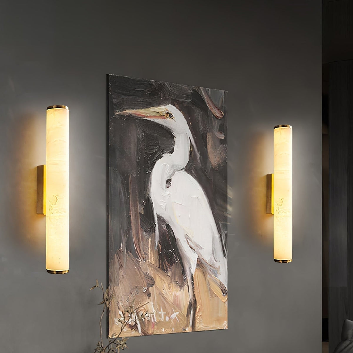 Wall Sconce Lighting with Translucent Marble Shade and Warm White LED - Image 4