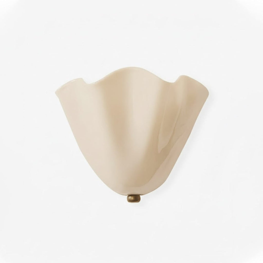Wall Sconce Lighting with Wavy Glass Shade and Brass Finial for Hallway Bedroom - Image 1