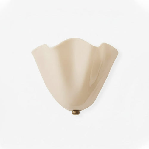 Wall Sconce Lighting with Wavy Glass Shade and Brass Finial for Hallway Bedroom - Image 1
