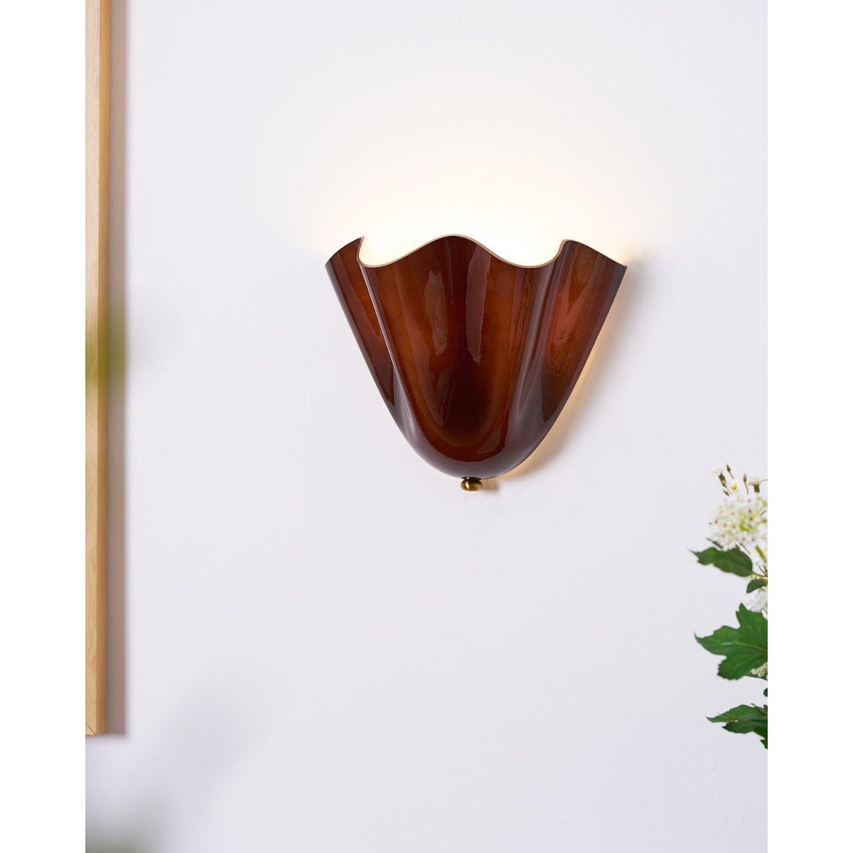 Wall Sconce Lighting with Wavy Glass Shade and Brass Finial for Hallway Bedroom - Image 12