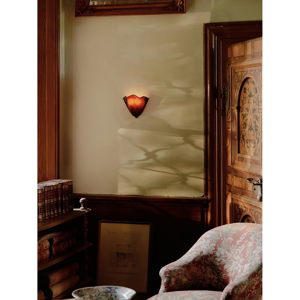 Wall Sconce Lighting with Wavy Glass Shade and Brass Finial for Hallway Bedroom - Image 14