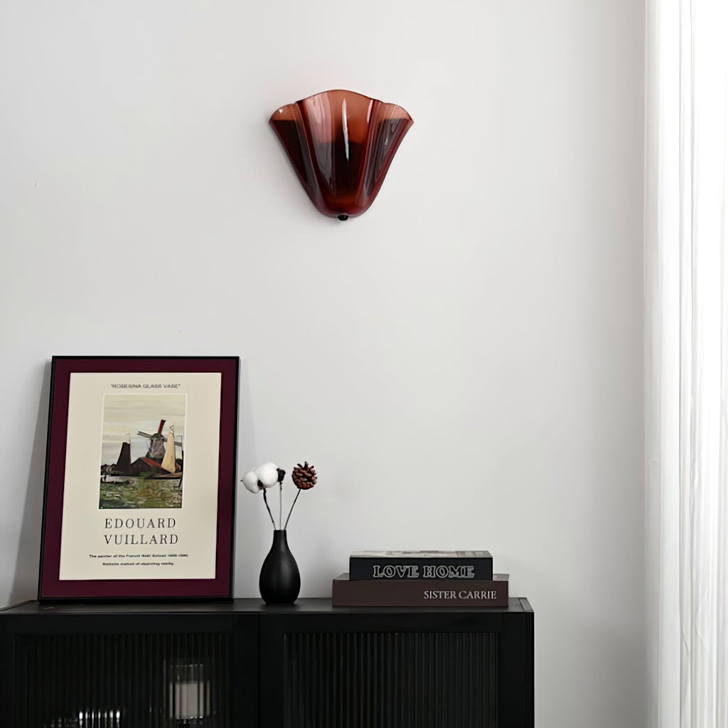 Wall Sconce Lighting with Wavy Glass Shade and Brass Finial for Hallway Bedroom - Image 22