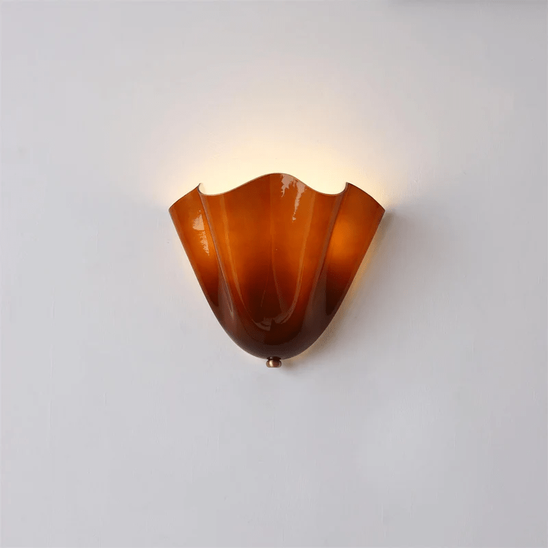 Wall Sconce Lighting with Wavy Glass Shade and Brass Finial for Hallway Bedroom - Image 26