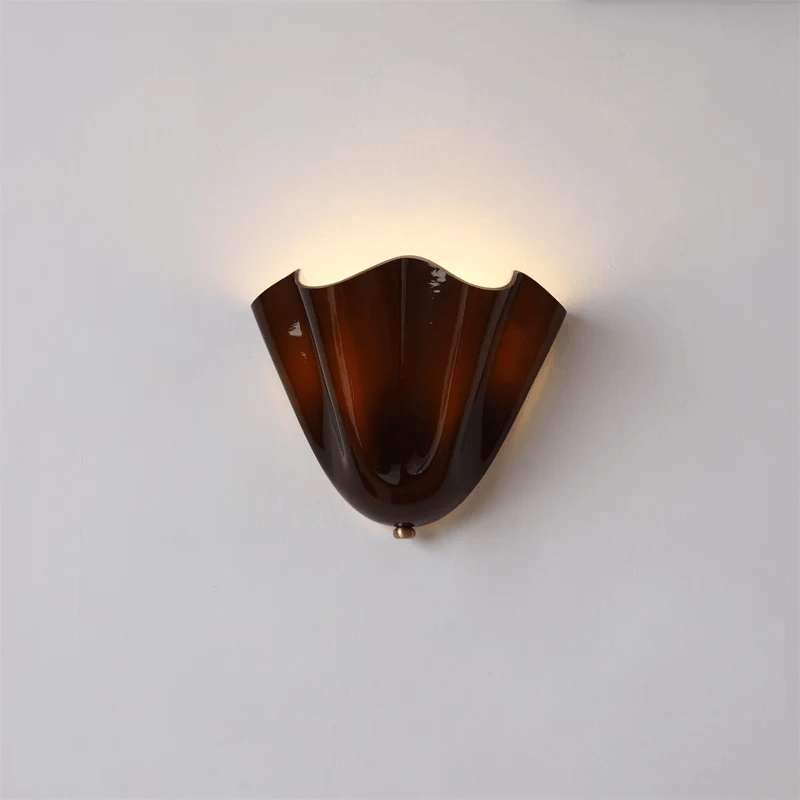 Wall Sconce Lighting with Wavy Glass Shade and Brass Finial for Hallway Bedroom - Image 27