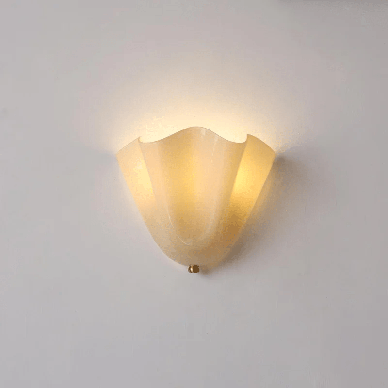 Wall Sconce Lighting with Wavy Glass Shade and Brass Finial for Hallway Bedroom - Image 28
