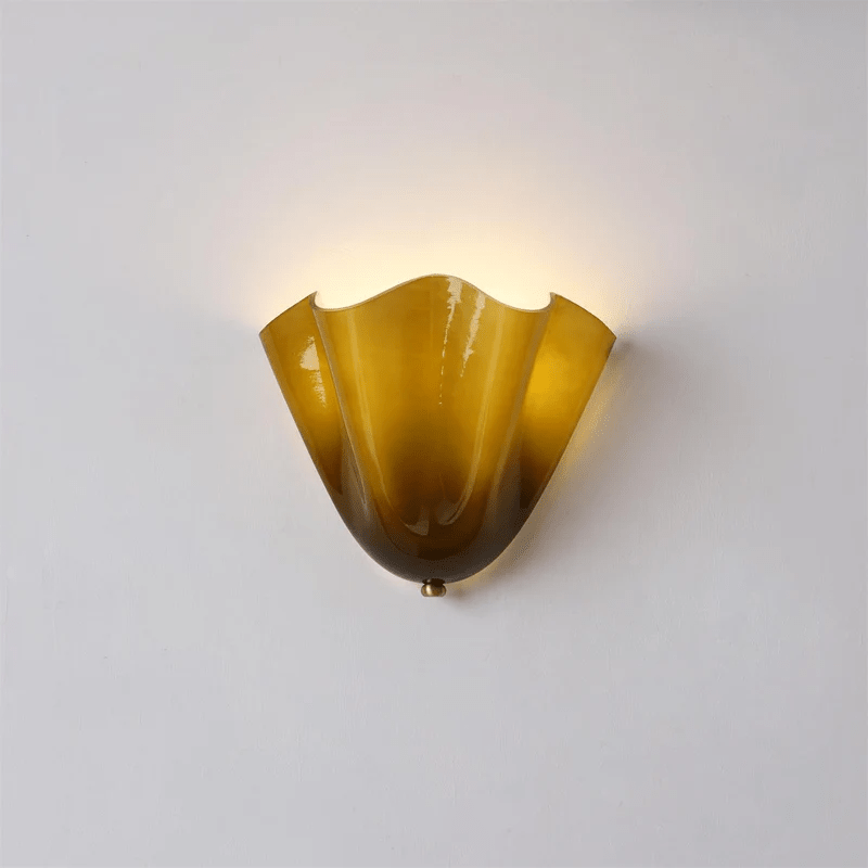 Wall Sconce Lighting with Wavy Glass Shade and Brass Finial for Hallway Bedroom - Image 29