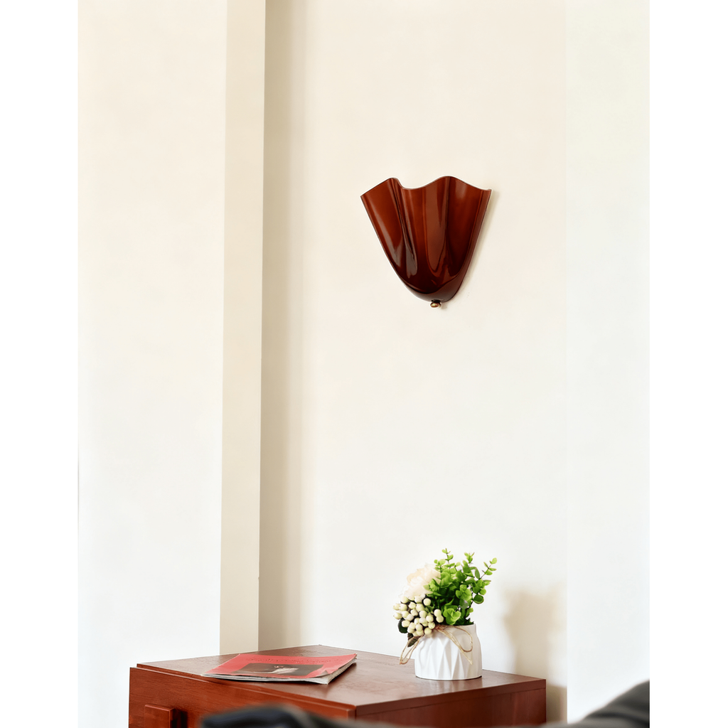 Wall Sconce Lighting with Wavy Glass Shade and Brass Finial for Hallway Bedroom - Image 3