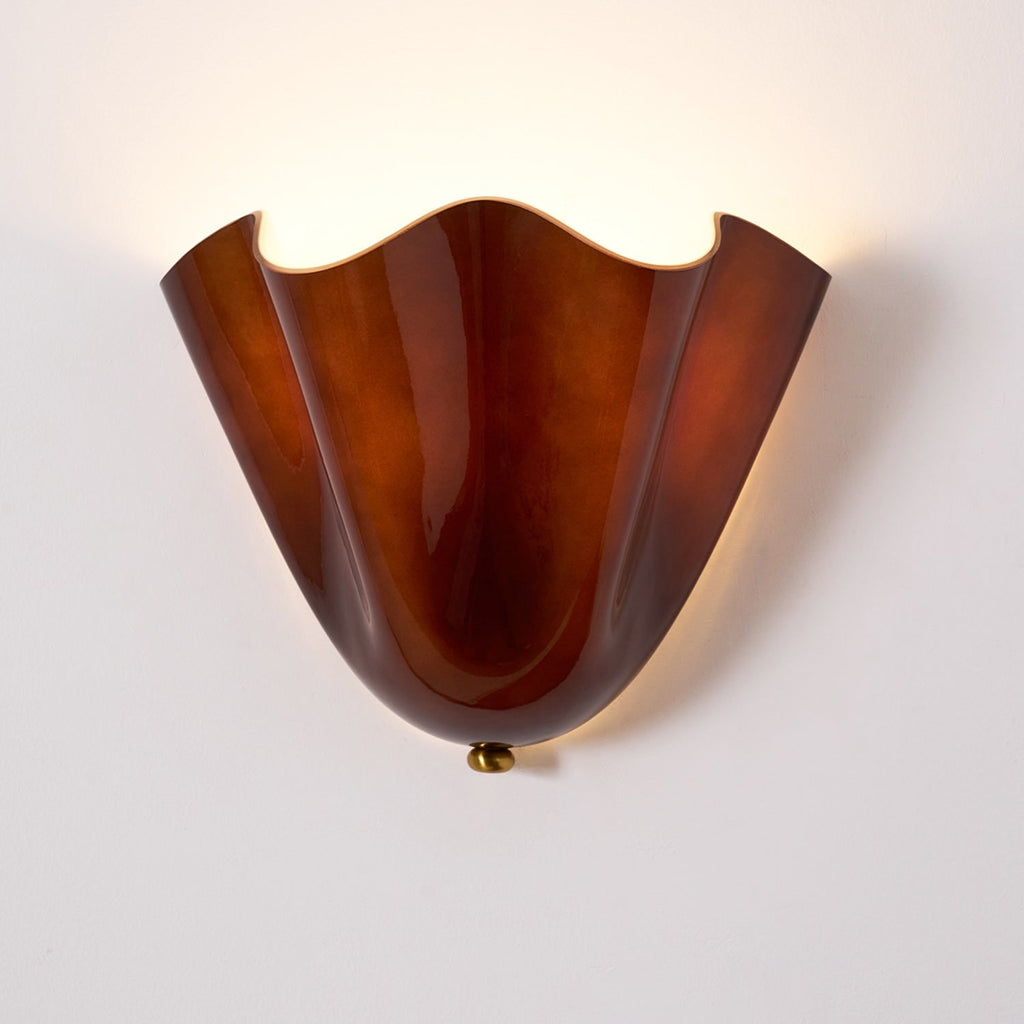 Wall Sconce Lighting with Wavy Glass Shade and Brass Finial for Hallway Bedroom - Image 32