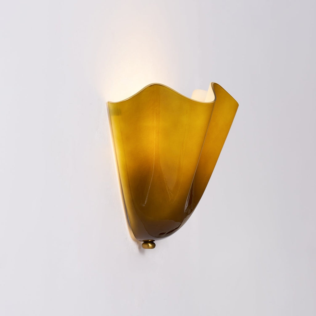 Wall Sconce Lighting with Wavy Glass Shade and Brass Finial for Hallway Bedroom - Image 33