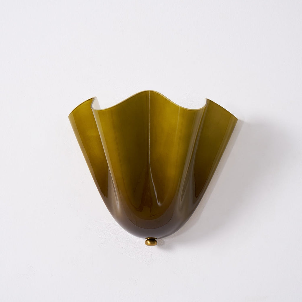 Wall Sconce Lighting with Wavy Glass Shade and Brass Finial for Hallway Bedroom - Image 35