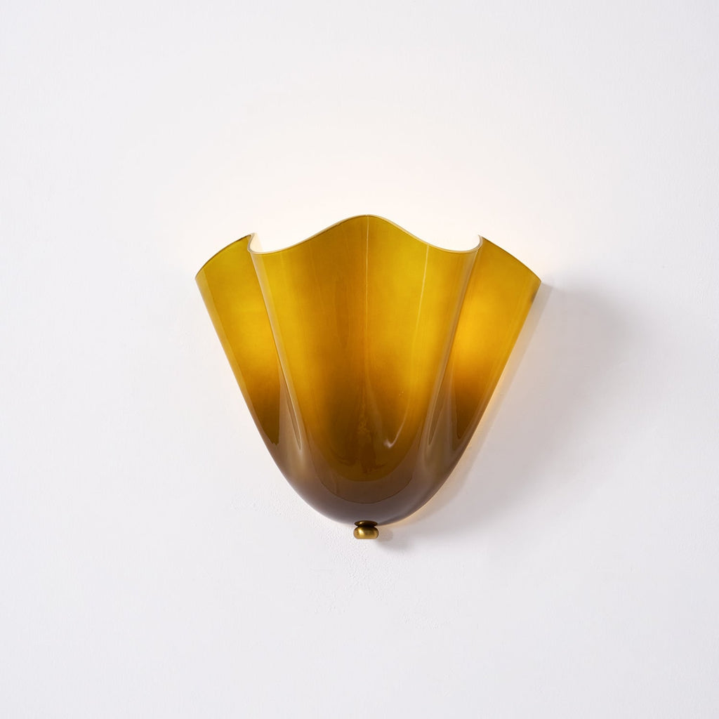 Wall Sconce Lighting with Wavy Glass Shade and Brass Finial for Hallway Bedroom - Image 36
