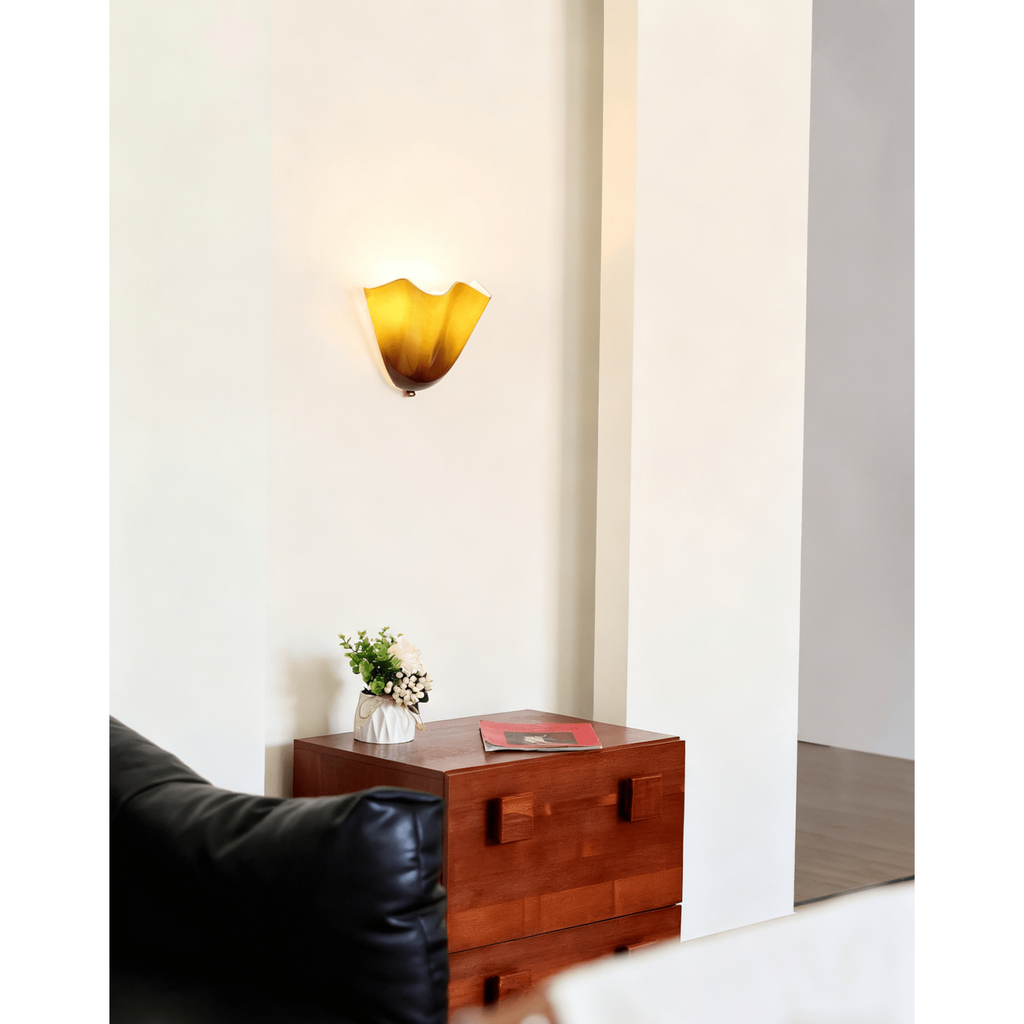 Wall Sconce Lighting with Wavy Glass Shade and Brass Finial for Hallway Bedroom - Image 40
