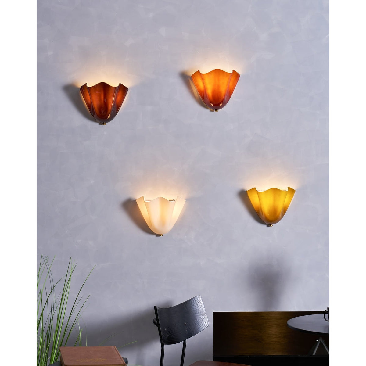 Wall Sconce Lighting with Wavy Glass Shade and Brass Finial for Hallway Bedroom - Image 43