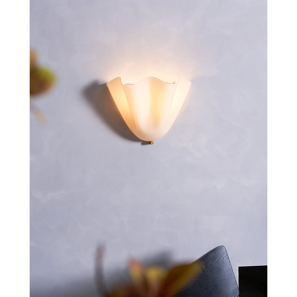 Wall Sconce Lighting with Wavy Glass Shade and Brass Finial for Hallway Bedroom - Image 45