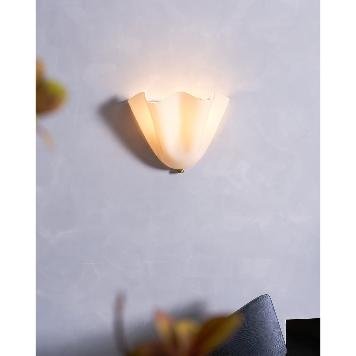 Wall Sconce Lighting with Wavy Glass Shade and Brass Finial for Hallway Bedroom - Image 45