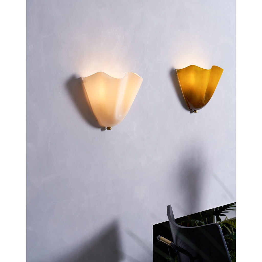 Wall Sconce Lighting with Wavy Glass Shade and Brass Finial for Hallway Bedroom - Image 46