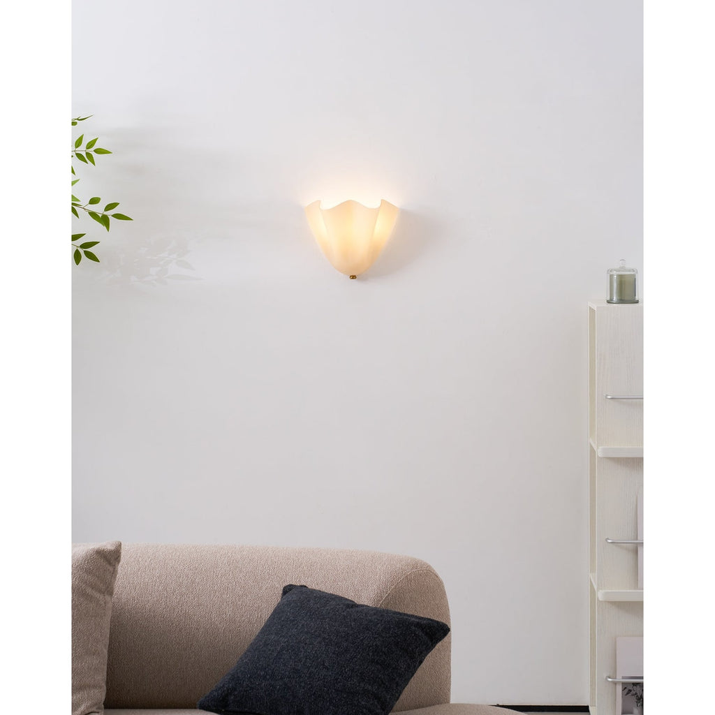 Wall Sconce Lighting with Wavy Glass Shade and Brass Finial for Hallway Bedroom - Image 48