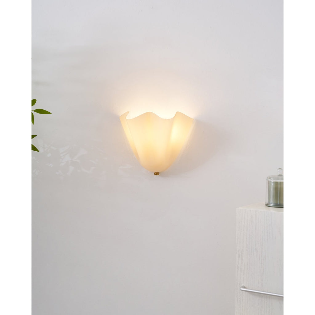 Wall Sconce Lighting with Wavy Glass Shade and Brass Finial for Hallway Bedroom - Image 50