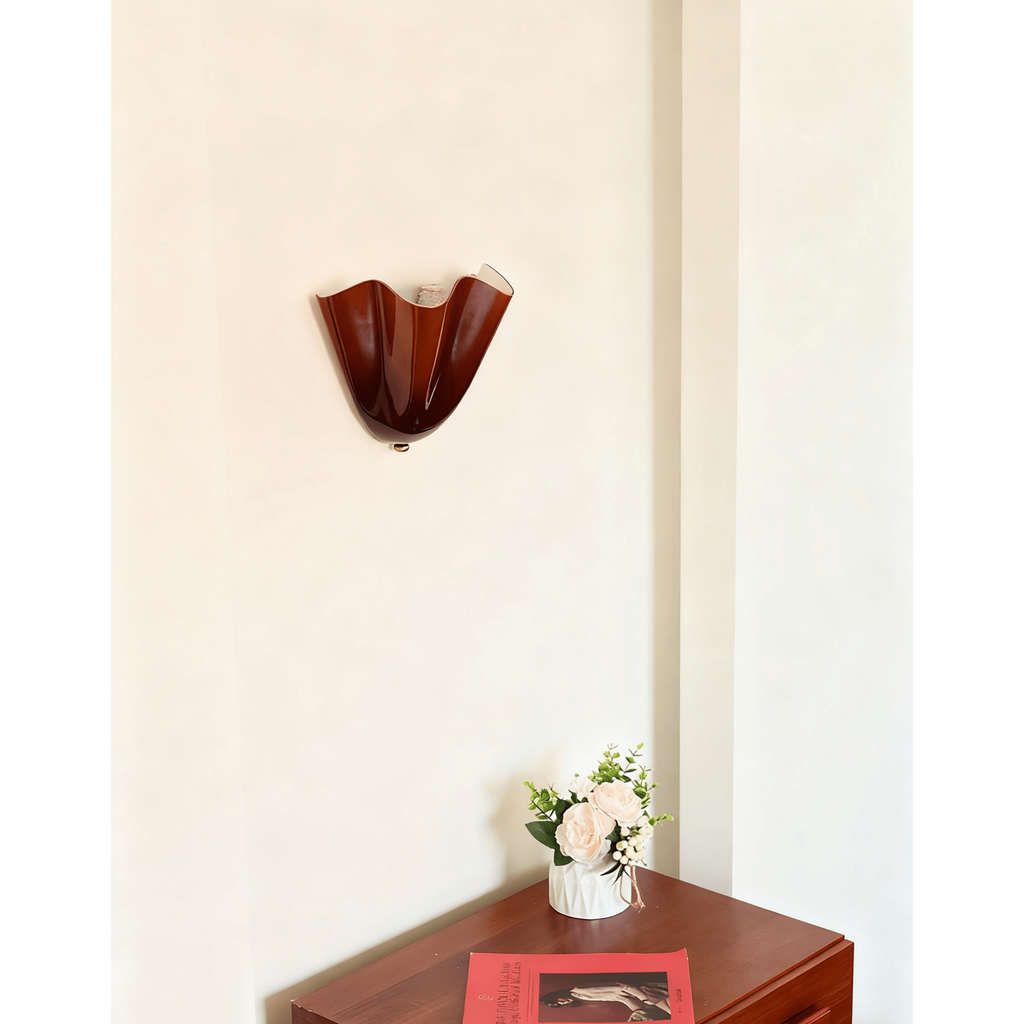 Wall Sconce Lighting with Wavy Glass Shade and Brass Finial for Hallway Bedroom - Image 6