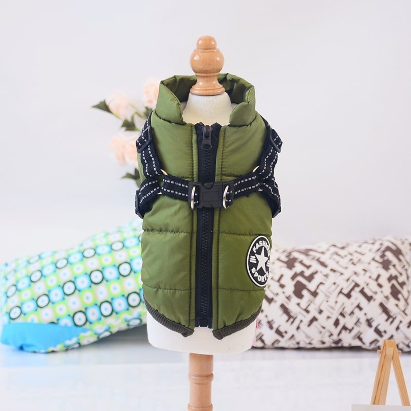 Waterproof Dog Coat with Harness Padded Puffer Jacket for Cold Weather - Image 12
