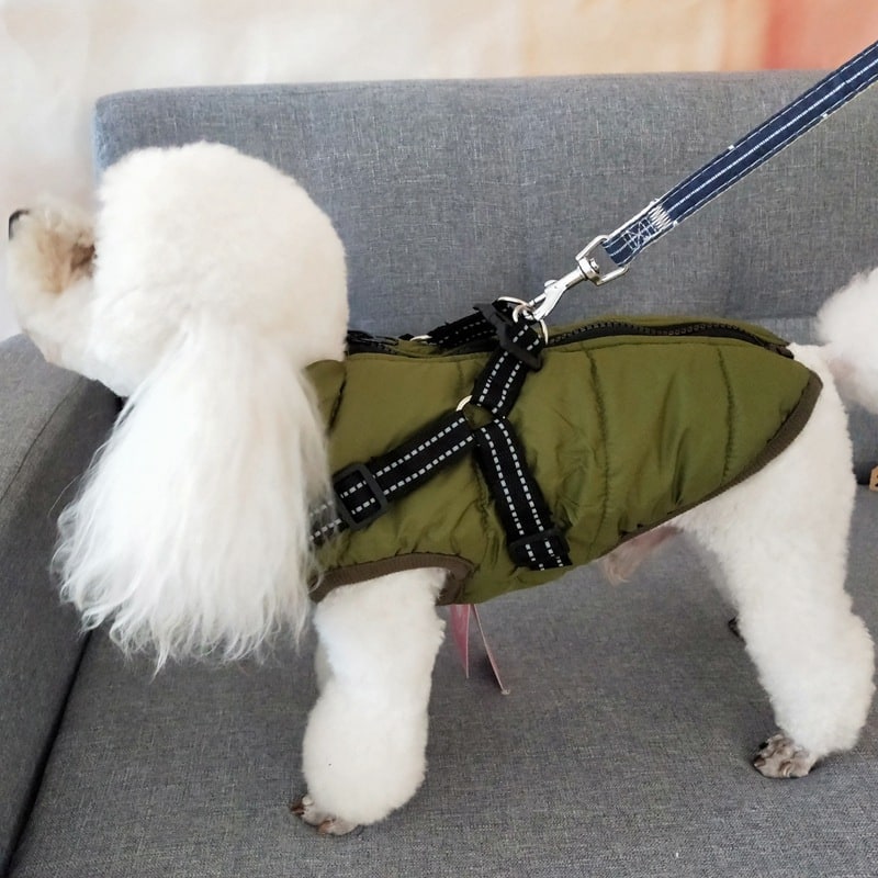 Waterproof Dog Coat with Harness Padded Puffer Jacket for Cold Weather - Image 6