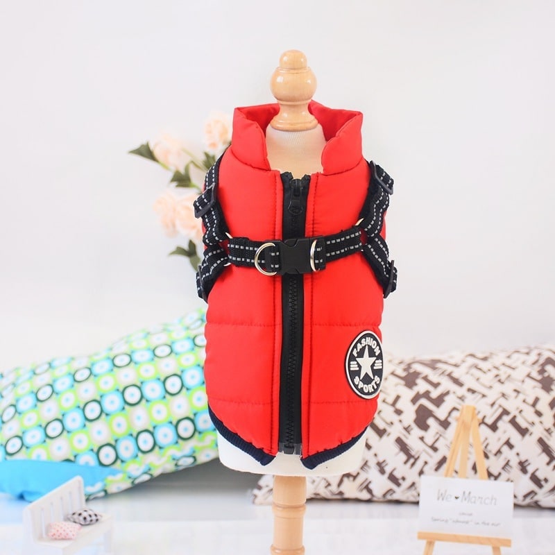 Waterproof Dog Coat with Harness Padded Puffer Jacket for Cold Weather - Image 9