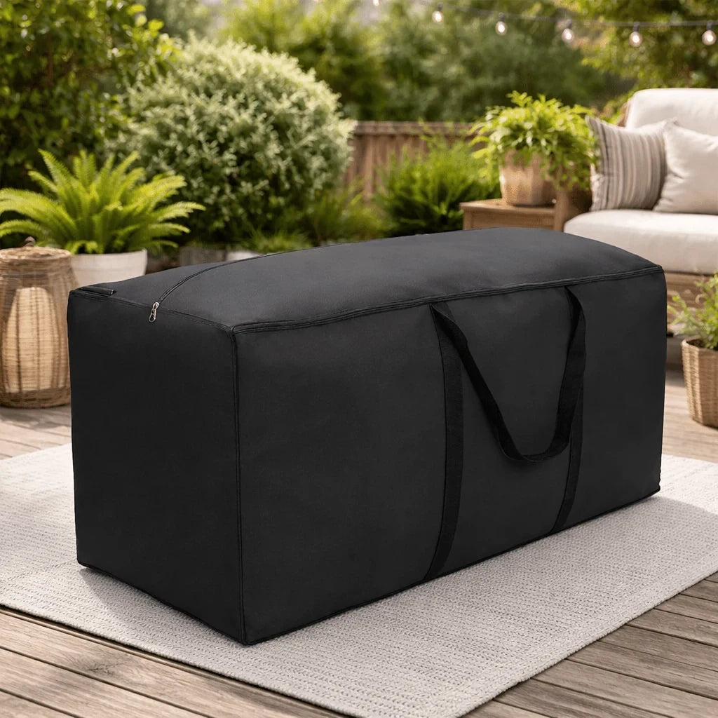 Waterproof Outdoor Cushion Storage Bag with Zipper and Handles for Patio Furniture - Image 1