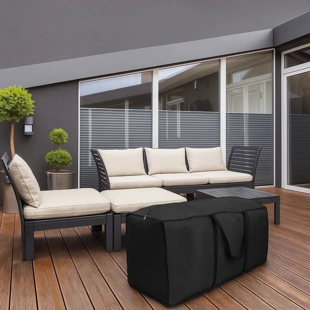 Waterproof Outdoor Cushion Storage Bag with Zipper and Handles for Patio Furniture - Image 3